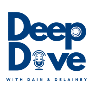 Doherty Deep Dive with Dain and Delainey textual logo in blue